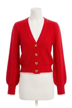 NEW ALLISON NEW YORK solid piper cardigan in red